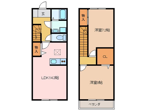 楠駅 徒歩9分 1階の物件間取画像